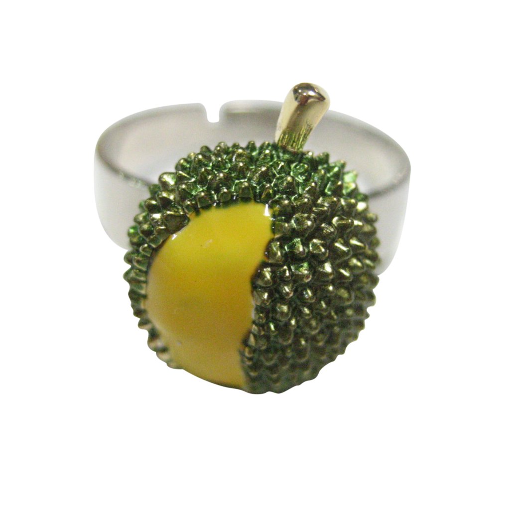 Green And Yellow Toned Durian Fruit Adjustable Size Fashion Ring 30$